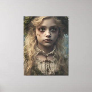 Portrait of a creepy undead Victorian blonde child Canvas Print