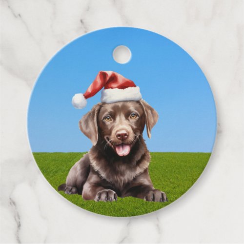 Portrait of a cute baby chocolate Labrador  Favor Tags
