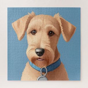 Portrait of a Cute Dog Wearing a Blue Collar Jigsaw Puzzle