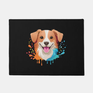 Portrait of a cute dog with fluid colors dripping doormat