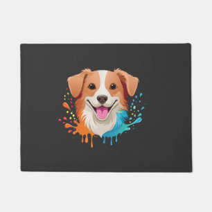 Portrait of a cute dog with fluid colors dripping doormat