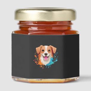 Portrait of a cute dog with fluid colors dripping honey jar favors