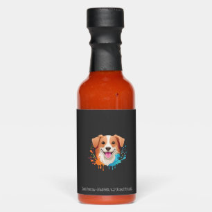 Portrait of a cute dog with fluid colors dripping hot sauces