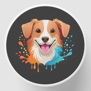 Portrait of a cute dog with fluid colors dripping mini candle favors