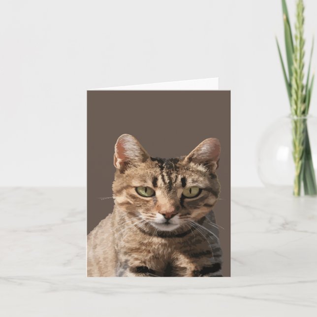 Portrait Of A Cute Tabby Cat With Eye Contact Card (Front)