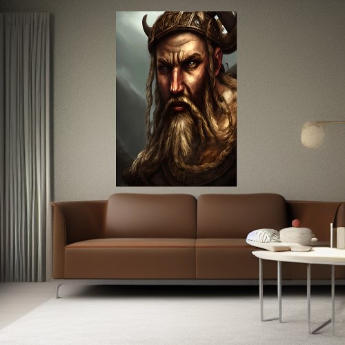 Portrait of a Danish viking  AI Art  Poster