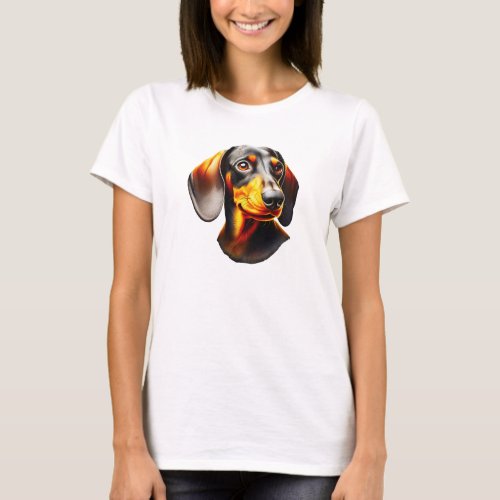 Portrait of a dark_colored dachshund breed T_Shirt
