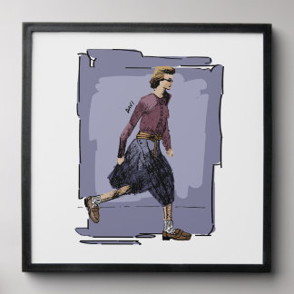 Portrait of A Fashionable Woman Walking Mid Stride Peel And Stick Photo Tile