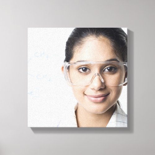 Portrait of a female lab technician wearing a canvas print