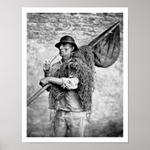 Portrait of a Fisherman Carrying his Nets (b/w pho Poster