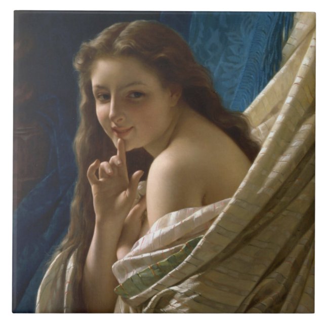 Portrait of a Flirtatious Young Woman Ceramic Tile (Front)