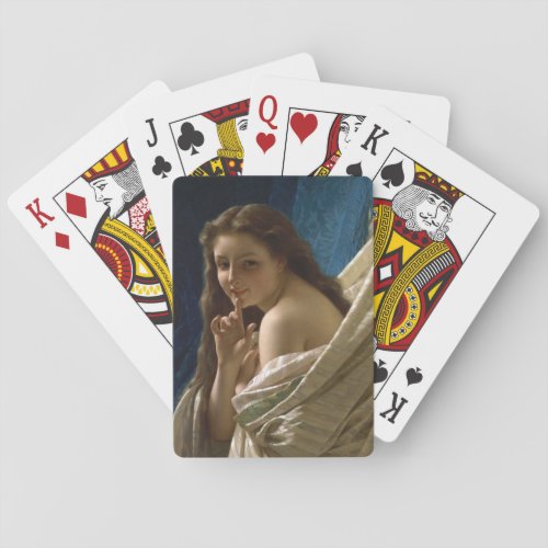 Portrait of a Flirtatious Young Woman Playing Cards