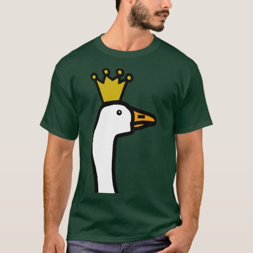 Portrait of a Gaming Goose Wearing a Crown T_Shirt