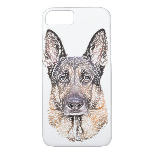 Portrait of a German Shepherd Dog Colored Sketch iPhone 8/7 Case