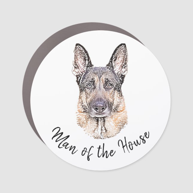 Portrait of a German Shepherd Dog Sketched Art Car Magnet (Front)