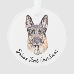 Portrait of a German Shepherd Dog Sketched Art Ornament