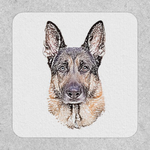 Portrait of a German Shepherd Dog Sketched Art Patch