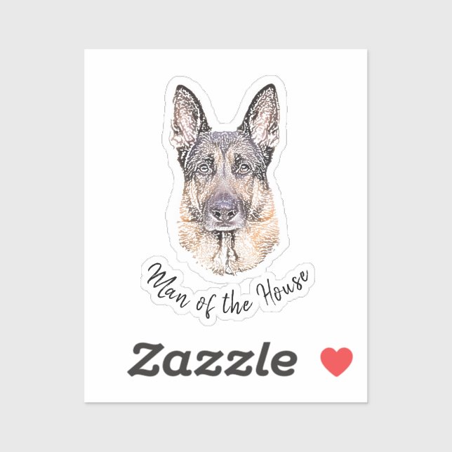 Portrait of a German Shepherd Dog Sketched Art Sticker (Sheet)