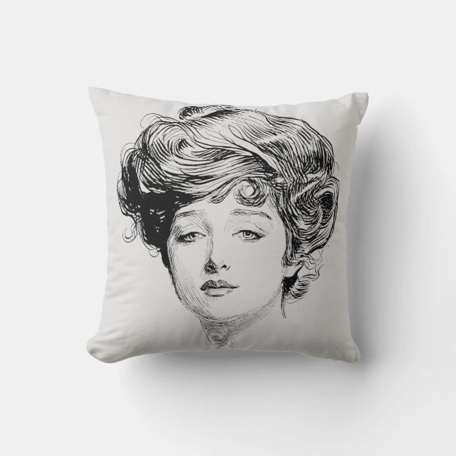 Portrait Of A  Gibson Girl, 1900 Throw Pillow (Front)