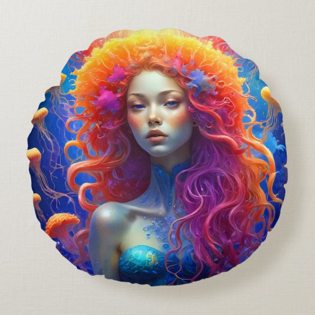 Portrait of a girl from Atlantis  Round Pillow (Front)