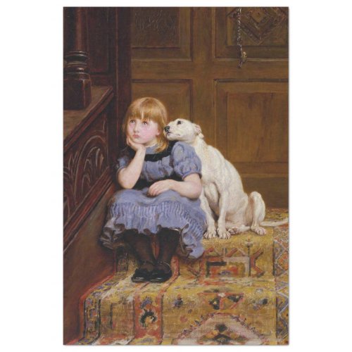 Portrait of a Girl  Her Dog Decoupage Paper