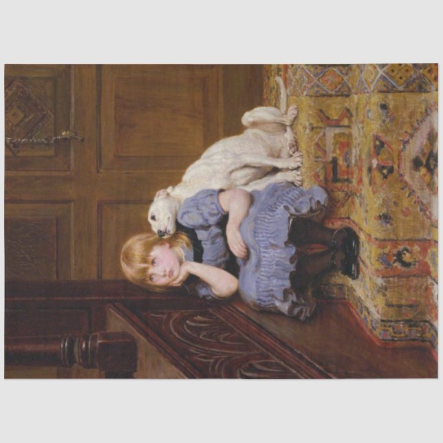 Portrait of a Girl & Her Dog Decoupage Paper (Front)