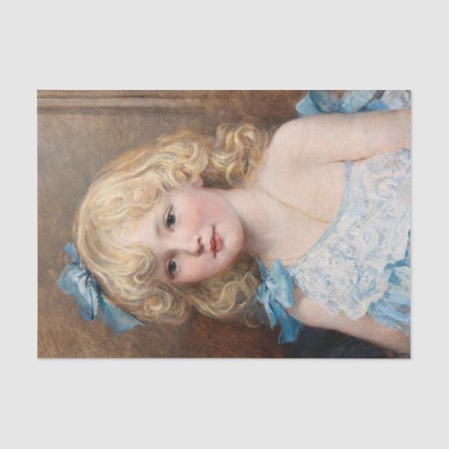 Portrait of a girl in a blue dress, Heywood Hardy Tissue Paper (Front)