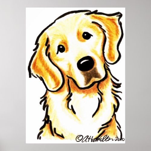 Portrait of a Golden Retriever Poster