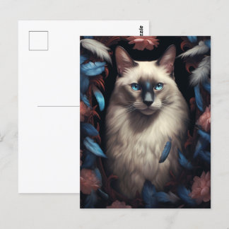 Portrait of a gorgeous siamese cat  postcard