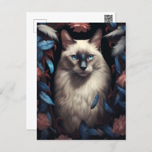 Portrait of a gorgeous siamese cat  postcard