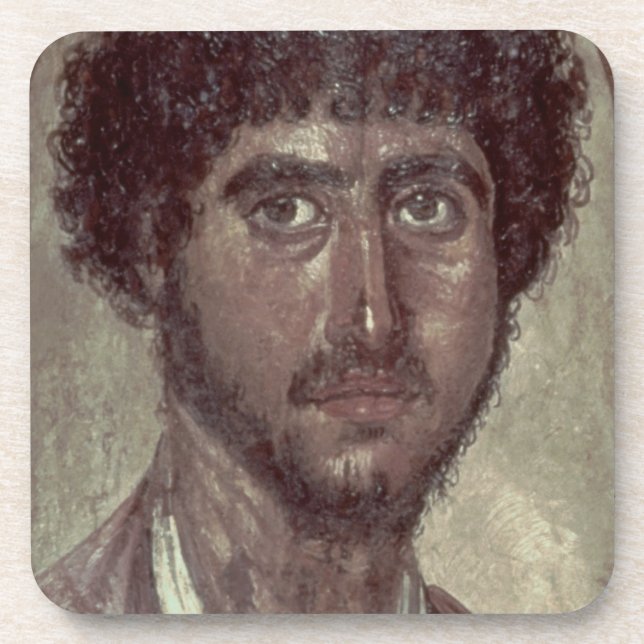 Portrait of a Greek, from Fayum, Romano-Egyptian, Beverage Coaster (Front)