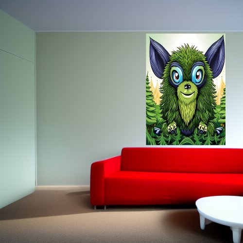 Portrait of a green fantasy beast  AI Art Poster