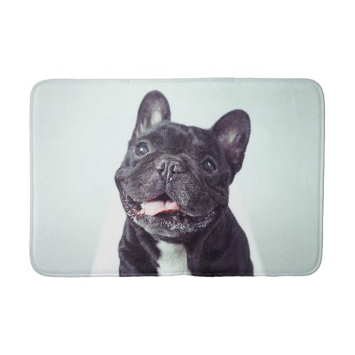 Portrait of a Happy French Bulldog Bath Mat