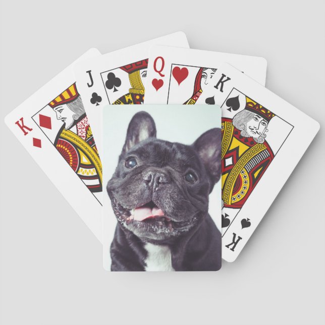 Portrait of a Happy French Bulldog Poker Cards (Back)
