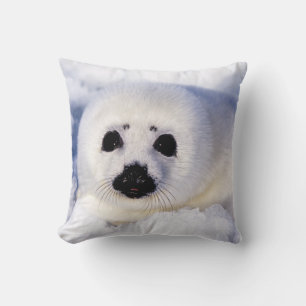Portrait of a Harp Seal Pup Throw Pillow