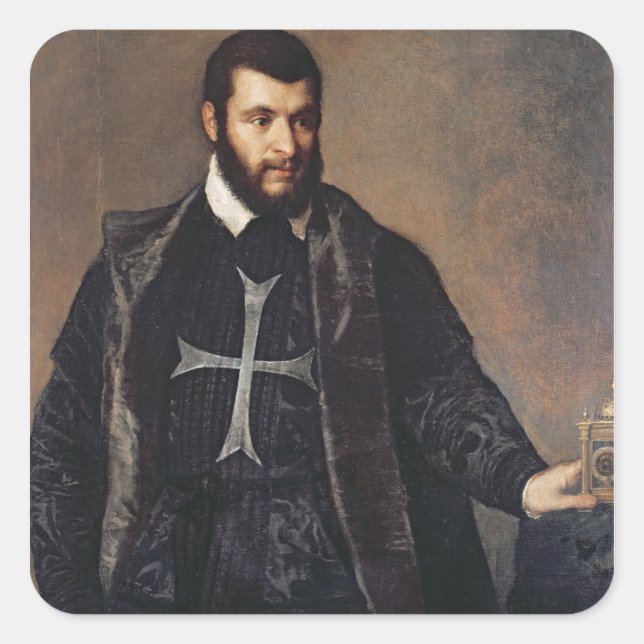 Portrait of a Knight of the Order of Malta Square Sticker (Front)