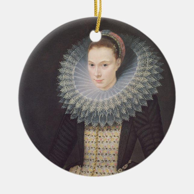 Portrait of a Lady, 1613 (oil on panel) Ceramic Ornament (Front)