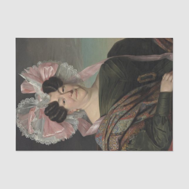 Portrait of a Lady by Jan Adam Kruseman Tissue Paper (Front)