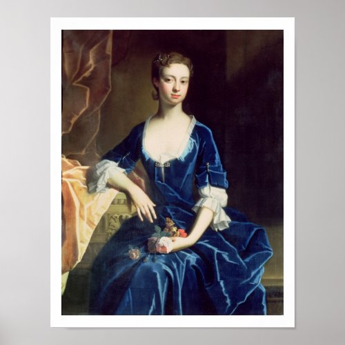 Portrait of a Lady in a Blue Velvet Dress oil on Poster