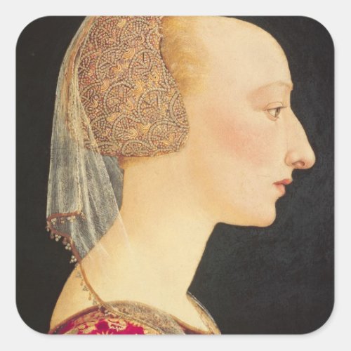 Portrait of a Lady in Red 1460_70 Square Sticker