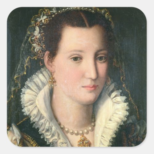 Portrait of a Lady oil on panel 2 Square Sticker