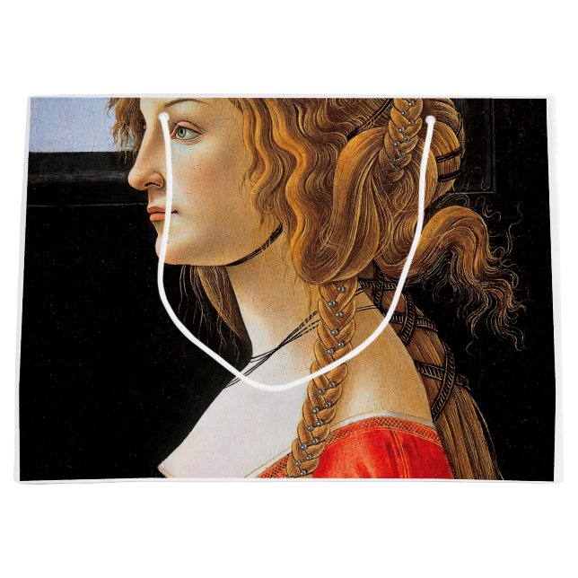 Portrait of a Lady, Sandro Botticelli Large Gift Bag (Front)