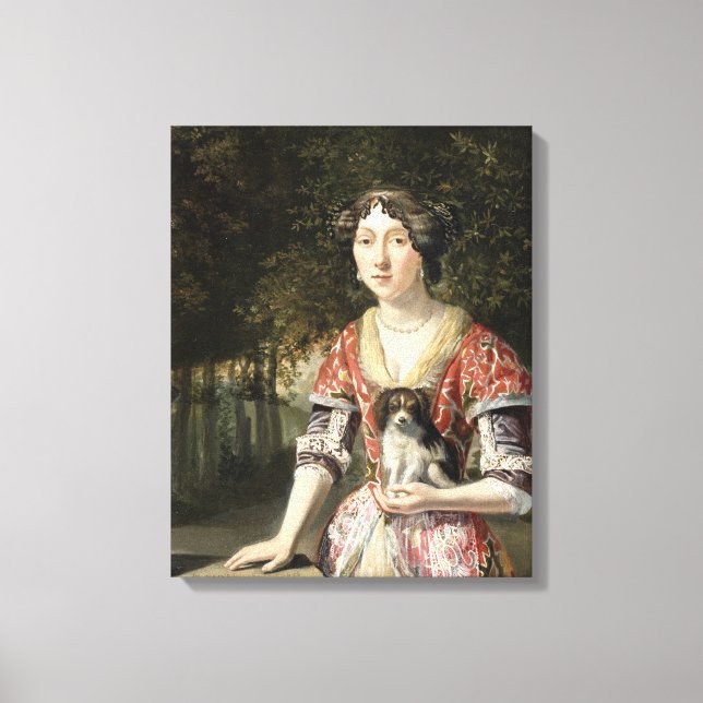 Portrait of a Lady Wearing a Red and White Dress Canvas Print (Front)
