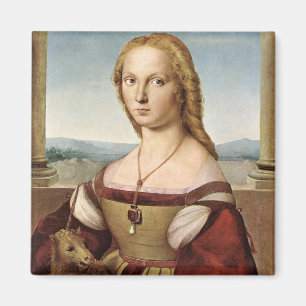 Portrait of a Lady with a Unicorn (by Raphael) Magnet