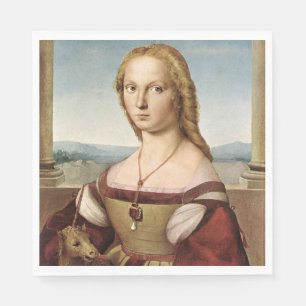 Portrait of a Lady with a Unicorn (by Raphael) Napkins