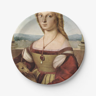 Portrait of a Lady with a Unicorn (by Raphael) Paper Plates