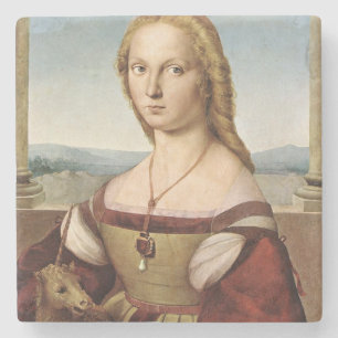 Portrait of a Lady with a Unicorn (by Raphael) Stone Coaster