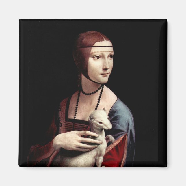 Portrait of a Lady with Ermine (a ferret) Magnet (Front)