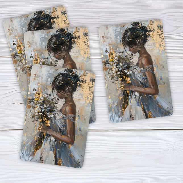 Portrait of a Lady with Flowers Gold and White Poker Cards (Creator Uploaded)