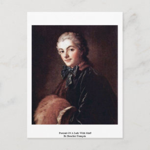 Portrait Of A Lady With Muff By Boucher François Postcard